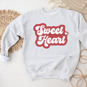 Sweet Heart Crewneck Sweatshirt, Womenswear Valentine's Day Soft Printed Sweatshirt, Cozy Love Day Oversized Top