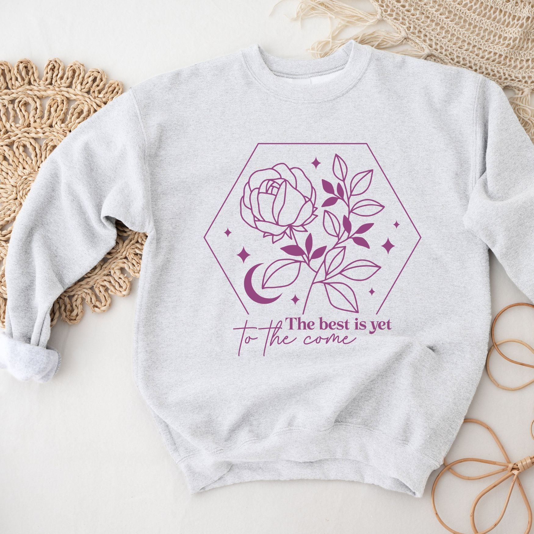 The Best Is Yet To Come Sweatshirt, Womenswear Soft Printed Sweatshirt, Trendy Cozy Oversized Top