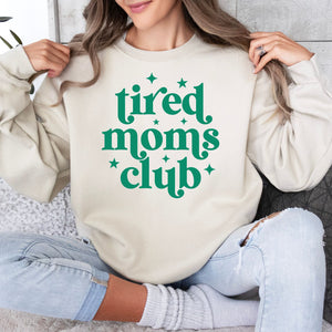 Tired Moms Club Sweatshirt, Womenswear Soft Printed Crewneck, Booklover Trendy Cozy Oversized Top