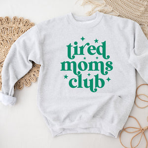 Tired Moms Club Sweatshirt, Womenswear Soft Printed Crewneck, Booklover Trendy Cozy Oversized Top