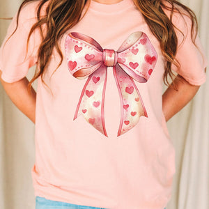 Valentine's Bow Tee, Love Day T-Shirt, Comfort Colors Shirt