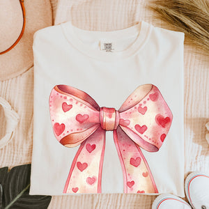 Valentine's Bow Tee, Love Day T-Shirt, Comfort Colors Shirt