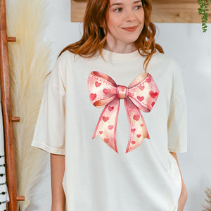 Valentine's Bow Tee, Love Day T-Shirt, Comfort Colors Shirt