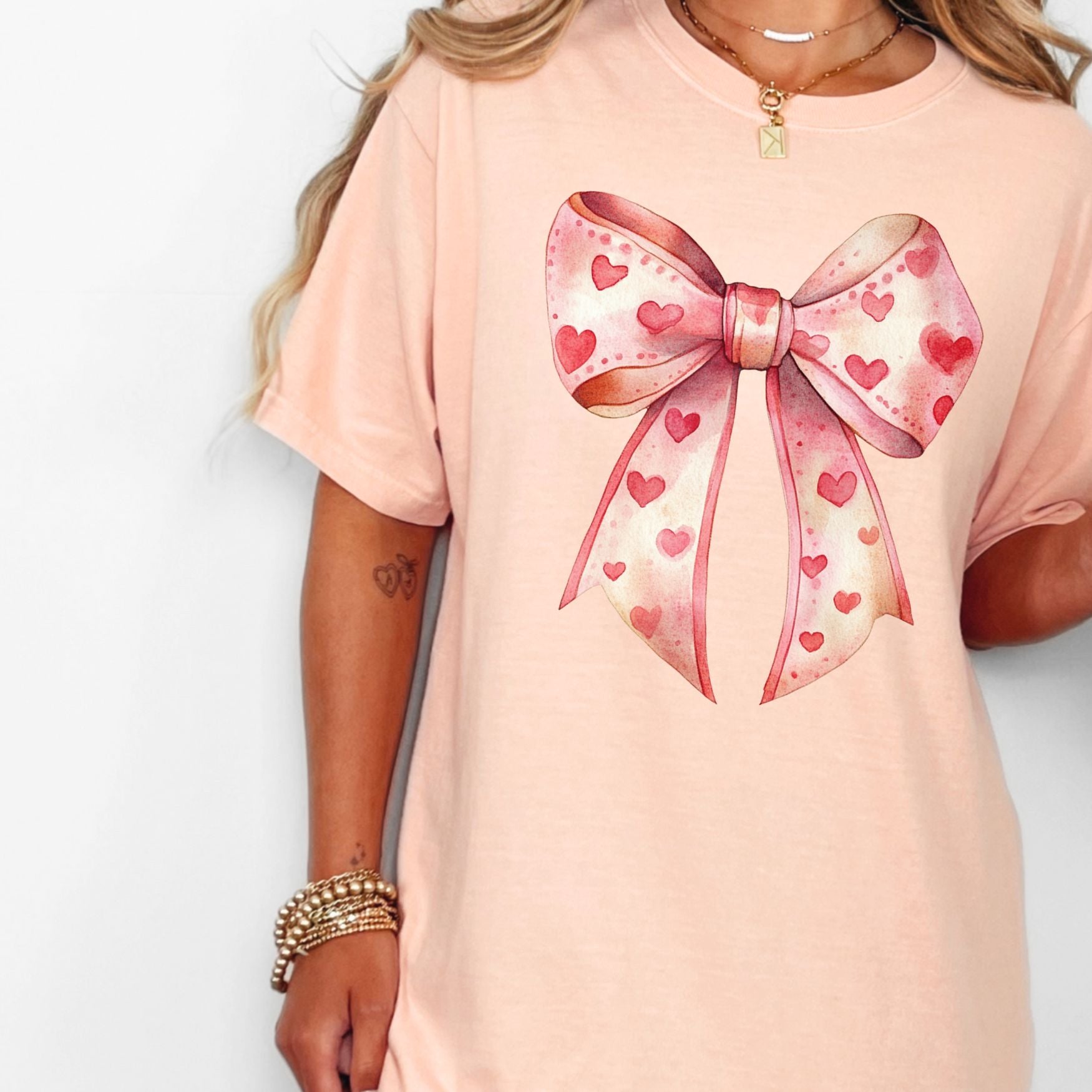 Valentine's Bow Tee, Love Day T-Shirt, Comfort Colors Shirt