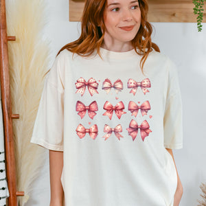 Valentine Bow Coquette Tee, Love Day T-Shirt, Comfort Colors Shirt