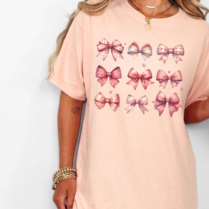 Valentine Bow Coquette Tee, Love Day T-Shirt, Comfort Colors Shirt