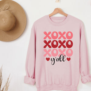 XO y'all Crewneck Sweatshirt, Womenswear Valentine's Day Soft Printed Sweatshirt, Cozy Love Day Oversized Top