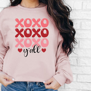 XO y'all Crewneck Sweatshirt, Womenswear Valentine's Day Soft Printed Sweatshirt, Cozy Love Day Oversized Top