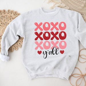 XO y'all Crewneck Sweatshirt, Womenswear Valentine's Day Soft Printed Sweatshirt, Cozy Love Day Oversized Top