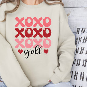 XO y'all Crewneck Sweatshirt, Womenswear Valentine's Day Soft Printed Sweatshirt, Cozy Love Day Oversized Top