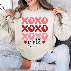 XO y'all Crewneck Sweatshirt, Womenswear Valentine's Day Soft Printed Sweatshirt, Cozy Love Day Oversized Top