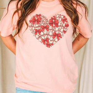 Bow Heart Tee, Valentine's Day T-Shirt, Comfort Colors Shirt