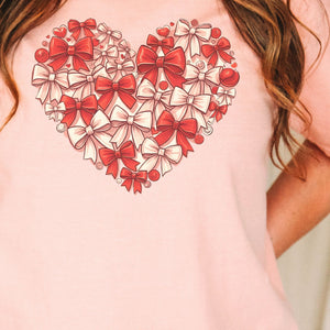 Bow Heart Tee, Valentine's Day T-Shirt, Comfort Colors Shirt