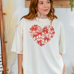 Bow Heart Tee, Valentine's Day T-Shirt, Comfort Colors Shirt