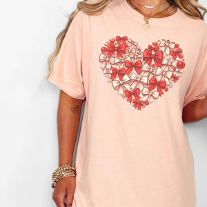 Bow Heart Tee, Valentine's Day T-Shirt, Comfort Colors Shirt