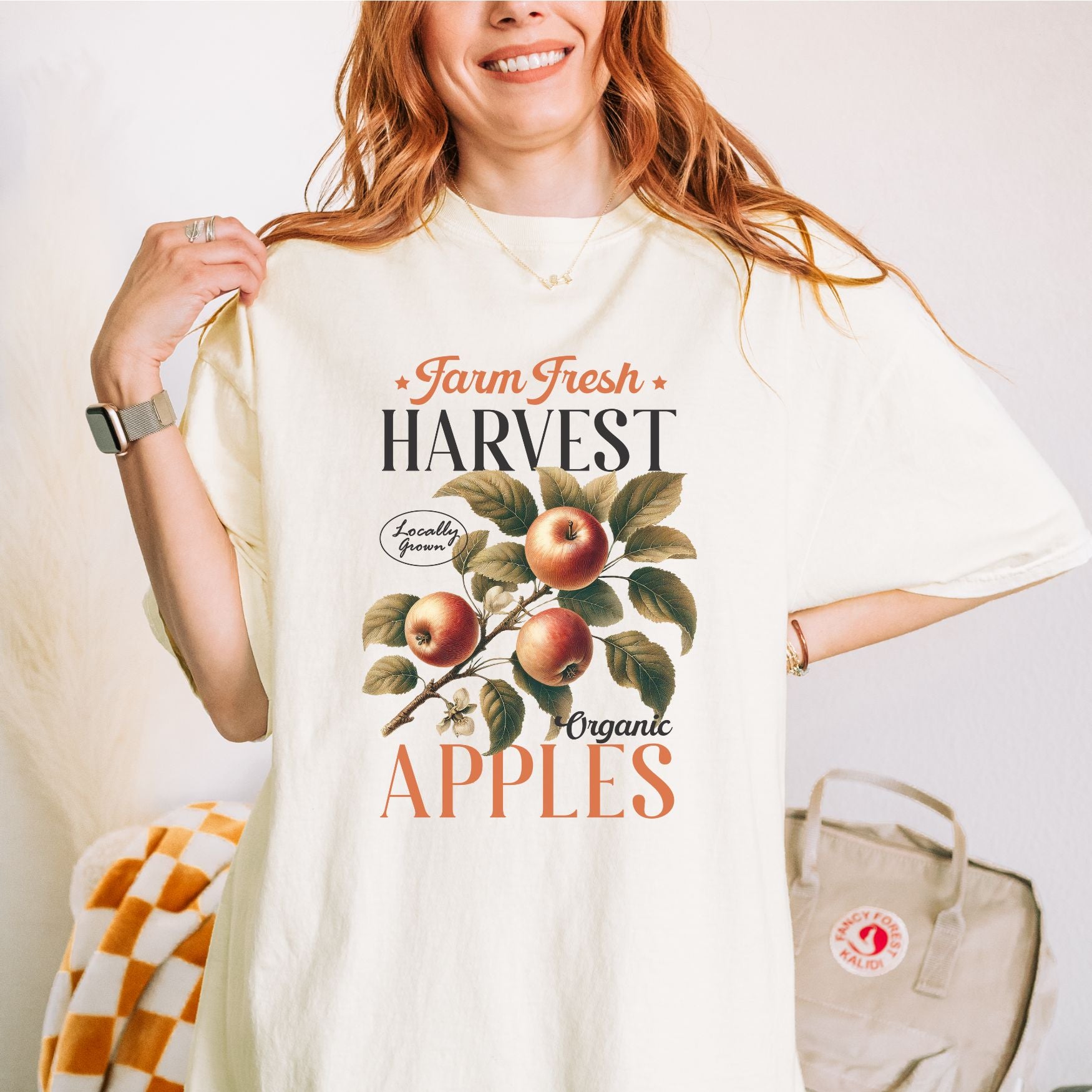 Harvest Apples on Ivory - Adult