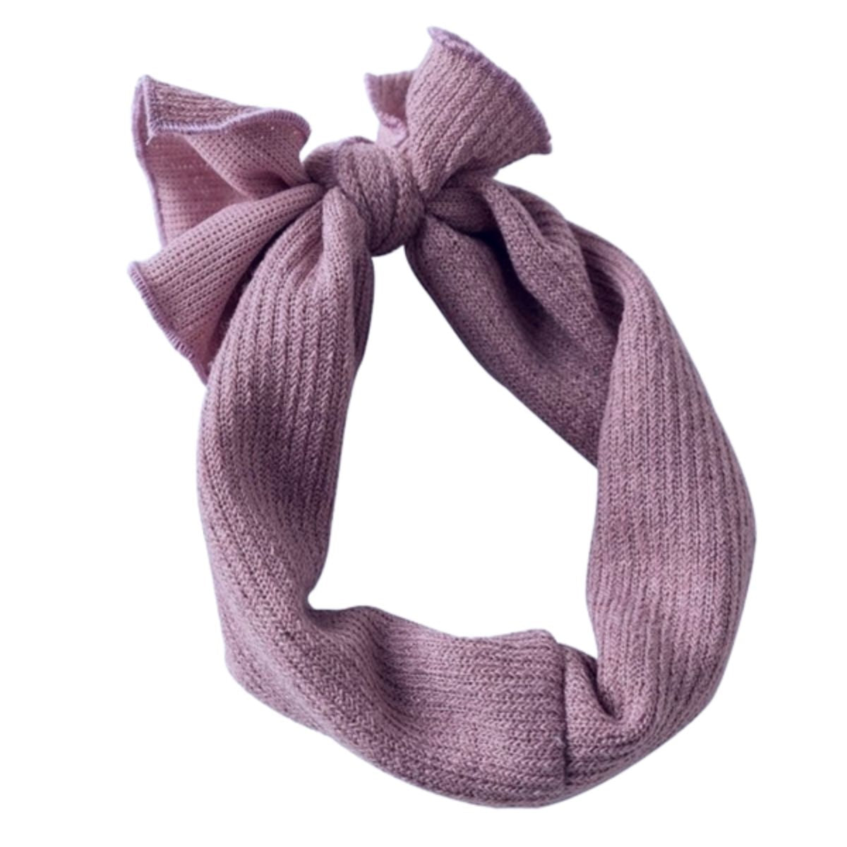 Ribbed bow headband- lilac