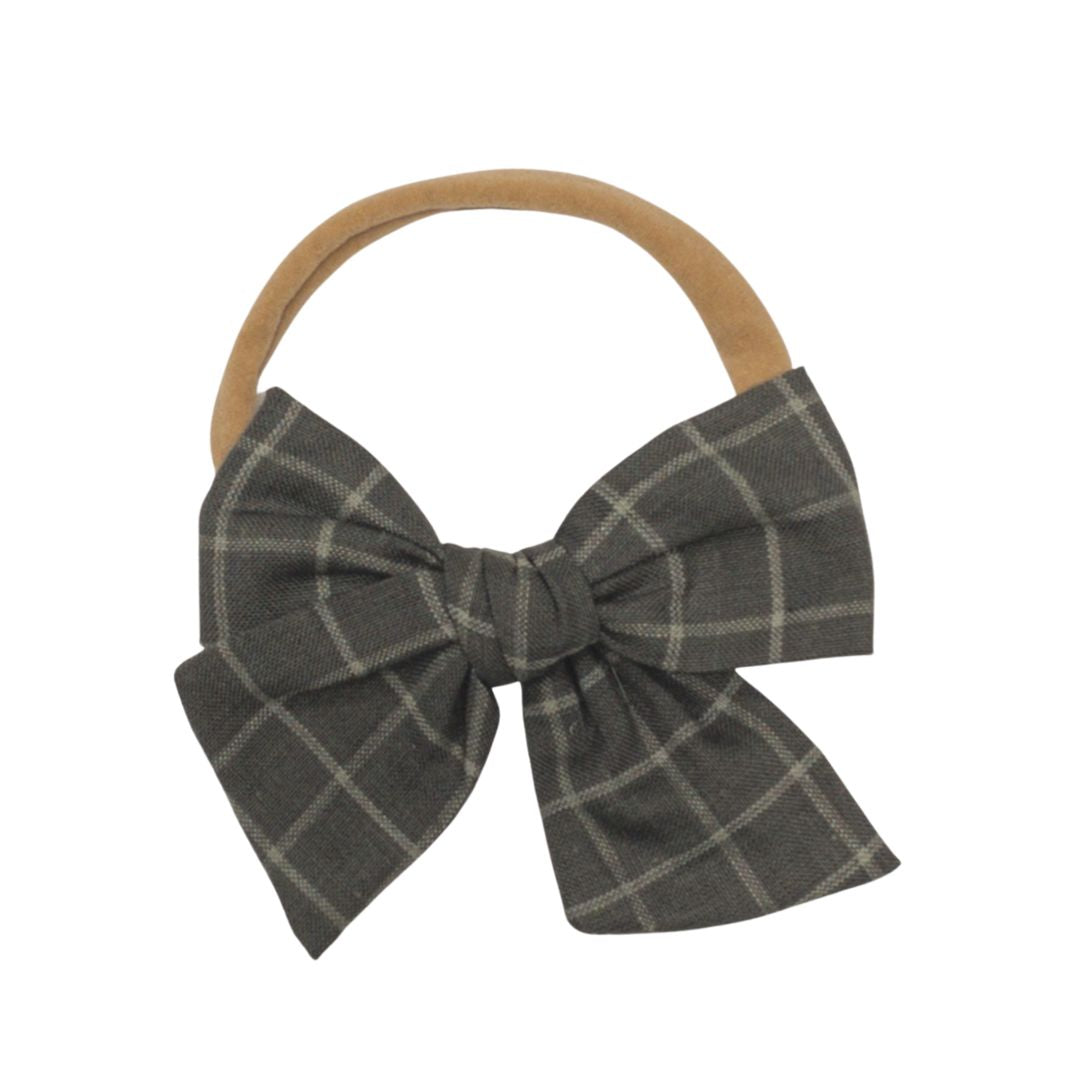 Plaid bow in charcoal