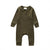 Ribbed thermal romper in army green