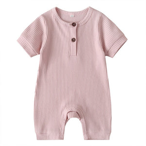 Ribbed shortie romper in pink