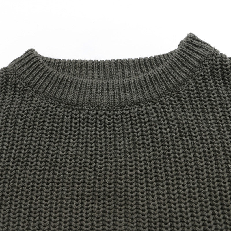 Waffle Knit Sweater in Anthracite - Usolo Outfitters